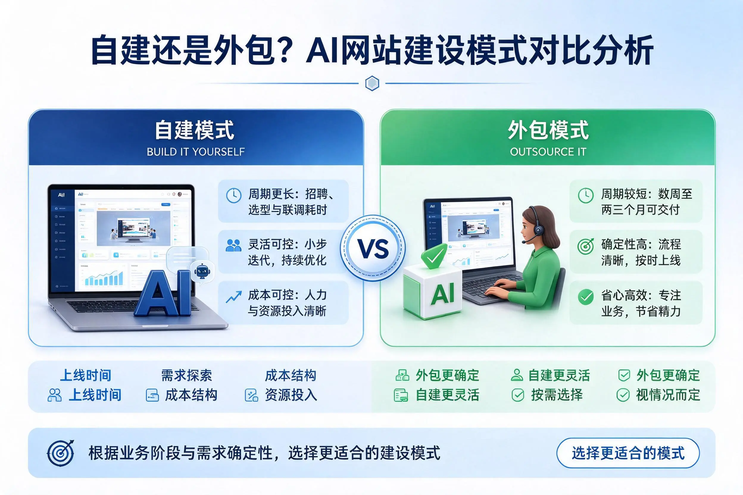 自建还是外包?湘潭AI网站建设模式对比分析